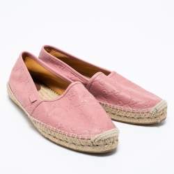 Pre Owned Gucci Pink Guccissima Leather Espadrille Flats Size 41