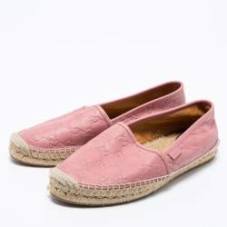 Pre Owned Gucci Pink Guccissima Leather Espadrille Flats Size 41