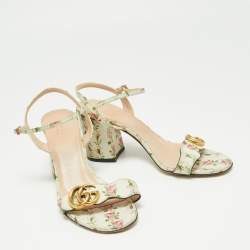 Pre Owned Gucci Multicolor Leather GG Marmont Floral  Ankle Strap Sandals Size 39