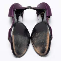 Gucci Purple Satin Crystal Embellished D'orsay Sandals Size 37.5