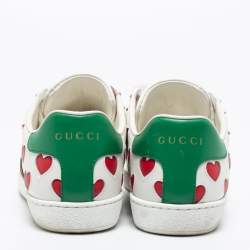 Pre Owned حذاء رياضي غوتشي أس جلد ثلاثي اللون بقلوب بعنق منخفض مقاس 36.5