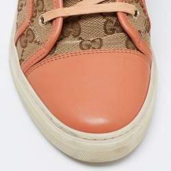 مملوكة مسبقًا حذاء رياضي جلد وكانفاس سوبريم جي جي بيج/بني بعنق طويل مقاس 39