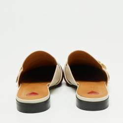 Pre Owned حذاء سلايد غوتشي سلايد جلد شبك جي جي متشابك أوف وايت مقاس 39.5