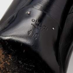 Pre Owned Gucci Black Pleated Leather Bow Ankle Boots Size 41