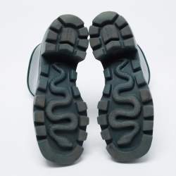 Pre Owned Gucci Green Rubber Horsebit Ankle Boots Size 35