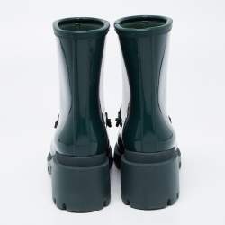 Pre Owned Gucci Green Rubber Horsebit Ankle Boots Size 35