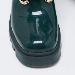 Pre Owned Gucci Green Rubber Horsebit Ankle Boots Size 35