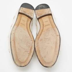مملوكة مسبقًا Gucci White Bee & Star Embroidered Leather Jordaan Loafers Size 38.5