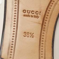 مملوكة مسبقًا Gucci White Bee & Star Embroidered Leather Jordaan Loafers Size 38.5
