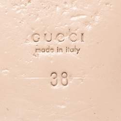 Pre Owned Gucci Black Leather Ivory Embellished Bee Flat Sandals Size 38