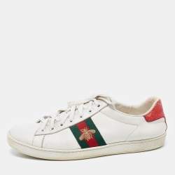 Inhalere tag på sightseeing Europa Gucci White Leather And Python Embossed Web Ace Sneakers Size 41 Gucci | TLC
