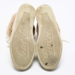 Gucci Off White Guccissima Leather And Cada Fur Trim High Top Sneakers Size 37