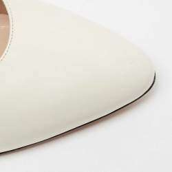 Pre Owned Gucci Off White Patent Leather Elaisa Bow Pumps Size 38