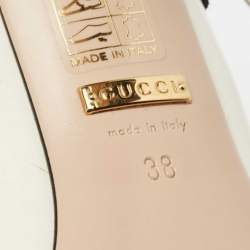 Pre Owned Gucci Off White Patent Leather Elaisa Bow Pumps Size 38