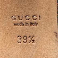 Pre Owned Gucci Metallic Holographic Crackle Leather New Hollywood Horsebit Peep Toe Pumps Size 39.5