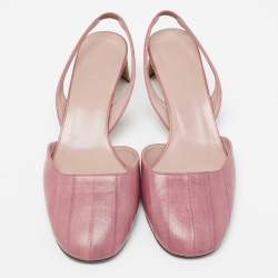 مملوكة مسبقًا Gucci Pink Eel Leather Slingback Sandals Size 40.5