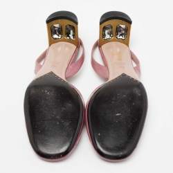 مملوكة مسبقًا Gucci Pink Eel Leather Slingback Sandals Size 40.5