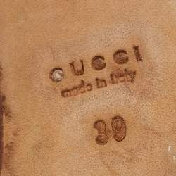 Pre Owned Gucci Brown Leather Pointed Toe Platform Pumps Size 39