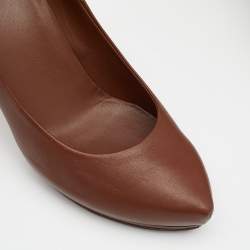 Pre Owned Gucci Brown Leather Pointed Toe Platform Pumps Size 39