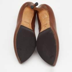Pre Owned Gucci Brown Leather Pointed Toe Platform Pumps Size 39