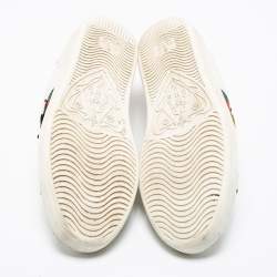 Pre Owned حذاء رياضى غوتشى أيس باينابل وليدى ييرد مطزر جلد أبيض مقاس 38