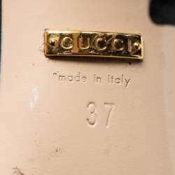 Pre Owned صندل غوتشي "انيتا" جلد أسود  سحاب و مقدمة مفتوحة مقاس 37