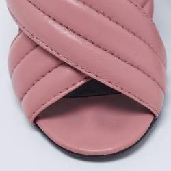 مملوكة مسبقًا Gucci Pink Leather Crossover Block Heel Mules Size 37.5