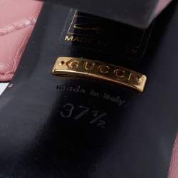 مملوكة مسبقًا Gucci Pink Leather Crossover Block Heel Mules Size 37.5