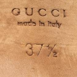 Pre Owned صندل سلايد غوتشي نيو هوليوود جلد وكانفاس جي جي بنفسجي / بني مزين بشعار هورسبيت مقاس 37.5