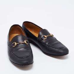 Pre Owned حذاء لوفرز غوتشي جلد أسود مزين هورسبيت مقاس 37