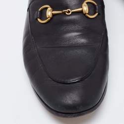 Pre Owned حذاء لوفرز غوتشي جلد أسود مزين هورسبيت مقاس 37