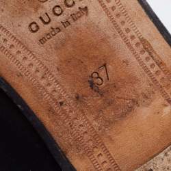 Pre Owned حذاء لوفرز غوتشي جلد أسود مزين هورسبيت مقاس 37