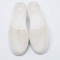 Pre Owned Gucci White Leather Ace Web Bee Low Top Lace Up Sneakers Size 39.5
