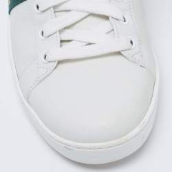 Pre Owned Gucci White Leather Ace Web Bee Low Top Lace Up Sneakers Size 39.5