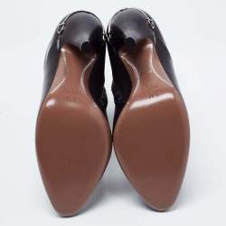 Pre Owned Gucci Black Leather Pointed Toe Ankle Boots Size 36.5