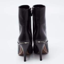 Pre Owned Gucci Black Leather Pointed Toe Ankle Boots Size 36.5