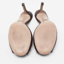 Pre Owned Gucci Dark Brown Guccissima Leather Horsebit Peep Toe Mules Size 38