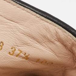 Pre Owned Gucci Black Leather GG Marmont Pilar Espadrilles Slide Flats Size 37.5