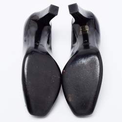 Pre Owned Gucci Black Patent Leather Block Heel Pumps Size 37