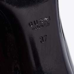 Pre Owned Gucci Black Patent Leather Block Heel Pumps Size 37