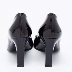 Pre Owned Gucci Black Patent Leather Block Heel Pumps Size 37