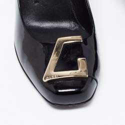 Pre Owned Gucci Black Patent Leather Block Heel Pumps Size 37