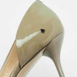 Pre Owned Gucci Olive Green Patent Leather D'orsay Pumps Size 40