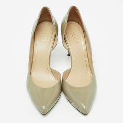 Pre Owned Gucci Olive Green Patent Leather D'orsay Pumps Size 40