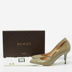Pre Owned Gucci Olive Green Patent Leather D'orsay Pumps Size 40