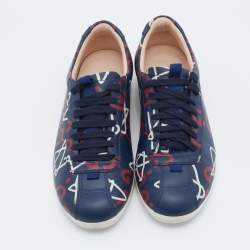 Pre Owned Gucci Blue Leather Ghost Lace Up Low Top Sneakers Size 36.5