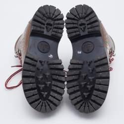 Pre Owned حذاء بوت للكاحل غوتشي X ذا نورث فيس هايكينغ  جلد بني مطبوع مقاس 36.5