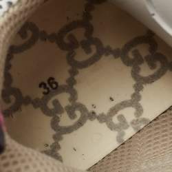 Gucci White/Grey Mesh And Leather Flashtrek Low Top Sneakers Size 36