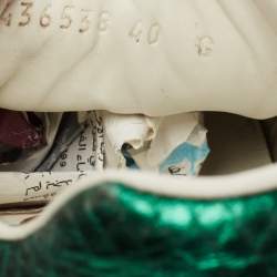 مملوكة مسبقًا حذاء رياضي غوتشي أيس ويب هارت جلد أبيض بعنق منخفض مقاس 40