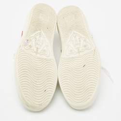 مملوكة مسبقًا حذاء رياضي غوتشي أيس ويب هارت جلد أبيض بعنق منخفض مقاس 40